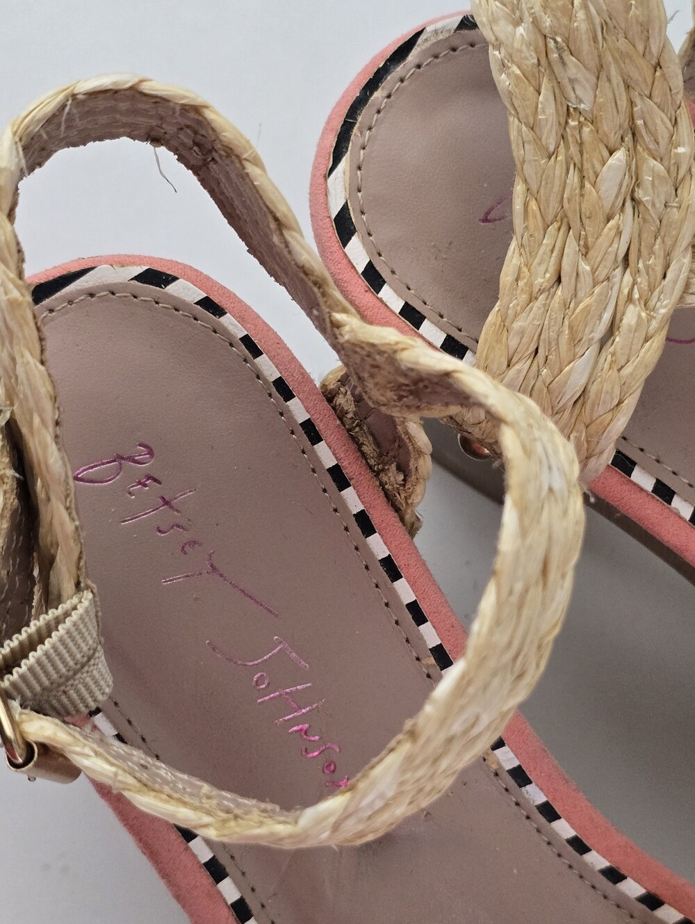 Betsey Johnson Coral Platform Sandals with Multicolor Floral Appliqués - Picture 9 of 16